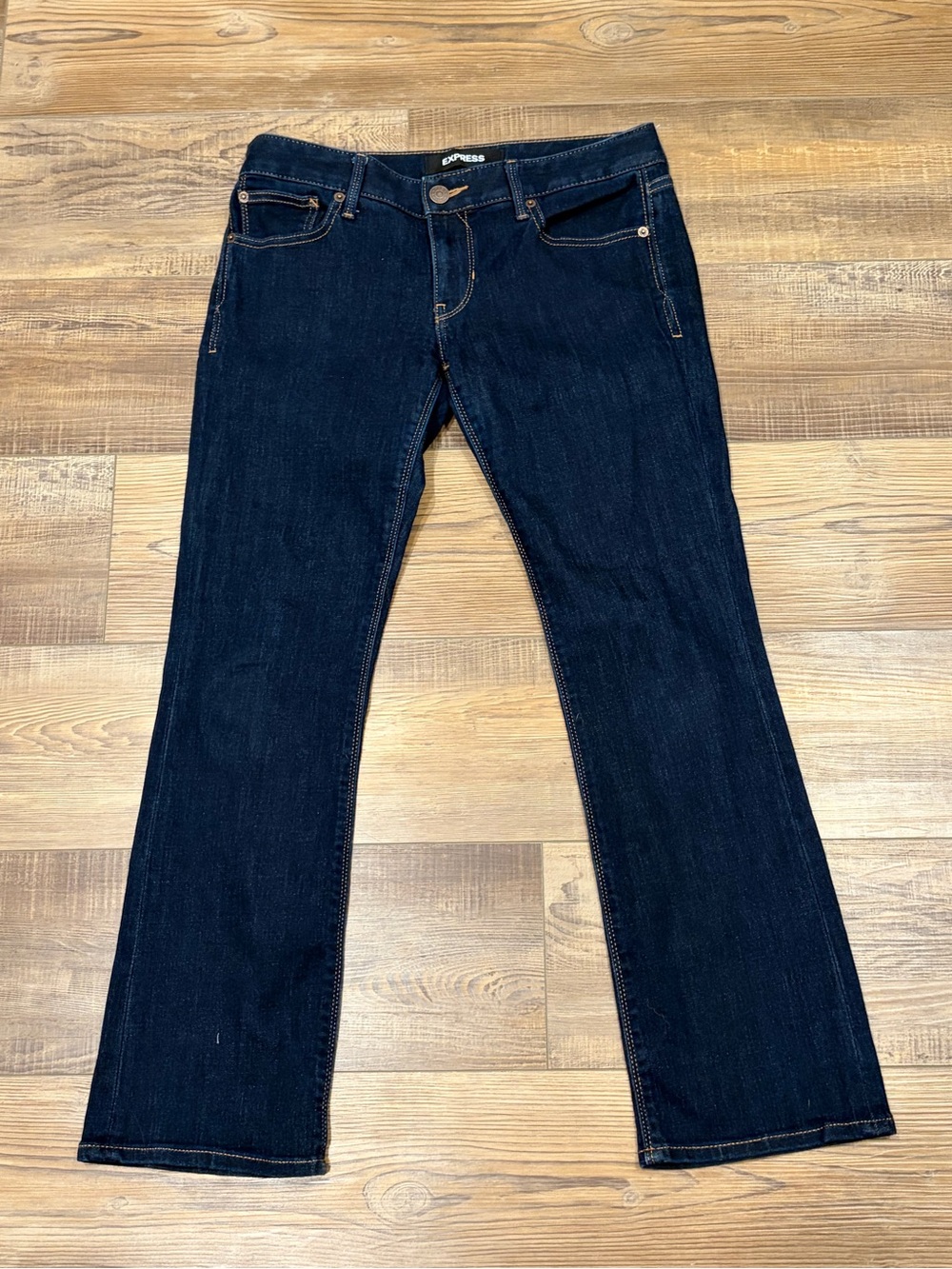 Express Barely Boot Low Rise Stretch Women's Dark Blue Jeans 6S New Condition